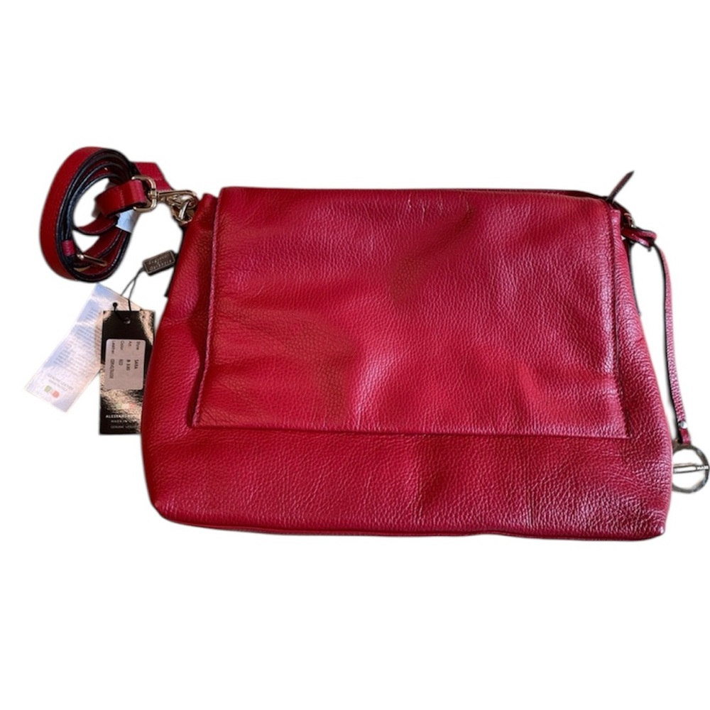 Alessandro Mari  SARA‎ Shoulder Bag Red Leather MADE IN ITALY -NWT-